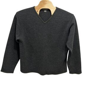 Vintage Banana Republic Men's XL 100% Wool V-Neck‎ Sweater Classic Charcoal Gray